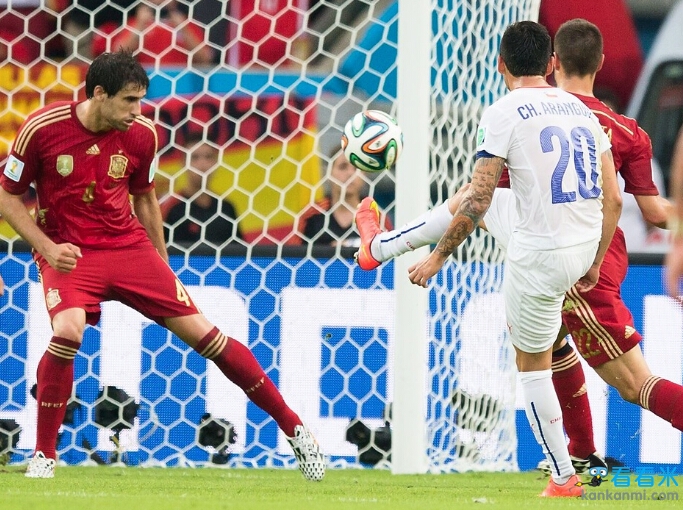 世界杯西班牙VS智利直播GIF 阿兰吉斯补射破门2-0