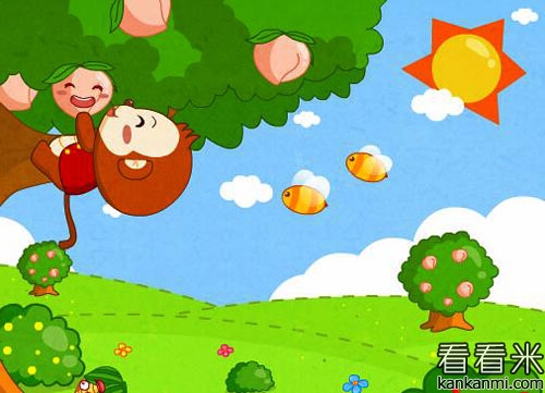 小猴子摘桃子的故事
